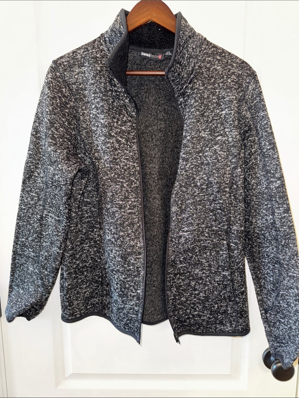 Swiss Tech Women's Heathered Charcoal Full-Zip Bomber Jacket